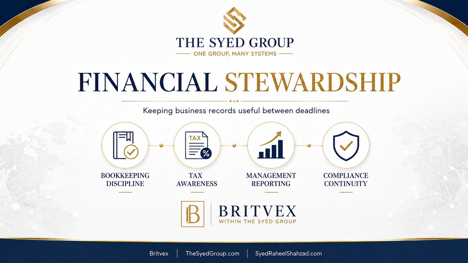 Financial Stewardship Beyond Compliance: How Britvex Keeps Business Records Useful Between Deadlines — corporate featured image for Britvex and The Syed Group