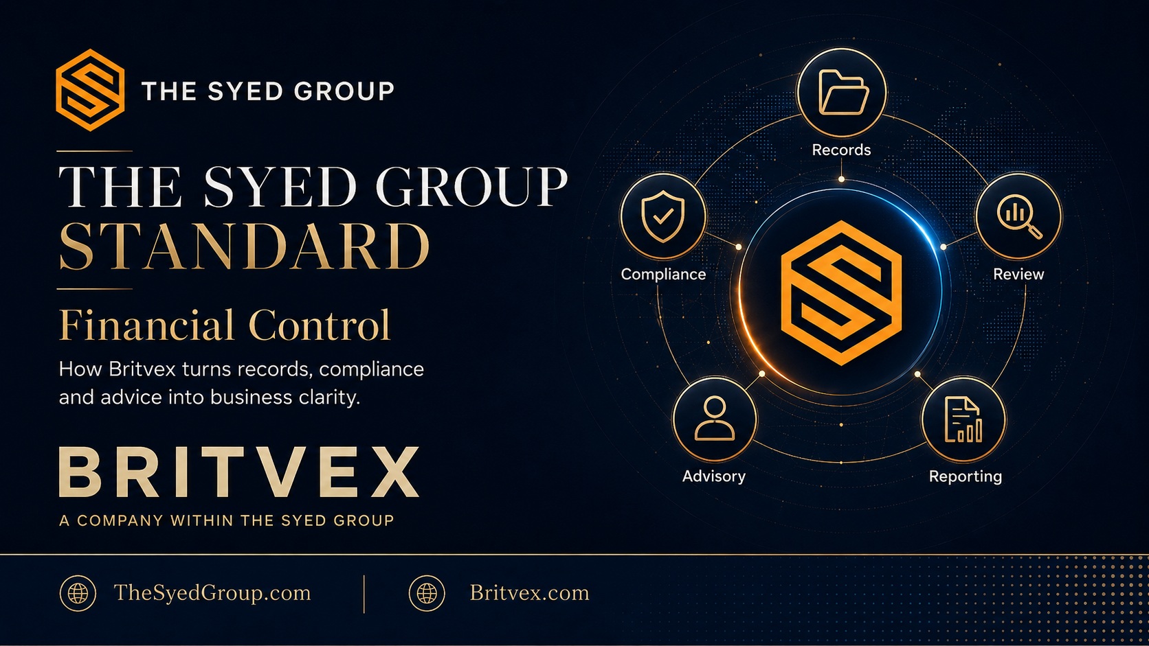 The Syed Group Standard in Financial Control: How Britvex Turns Records, Compliance and Advice Into Business Clarity — The Syed Group corporate featured image for Britvex Advisory